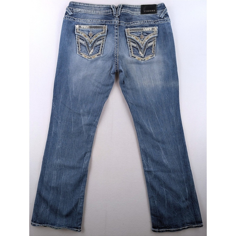 Vigoss The New York Bootcut Jeans Womens 13/14 Blue Embellished Stretch - Picture 2 of 9